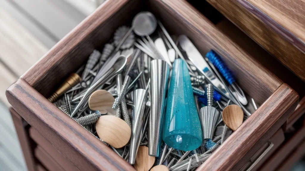 Cajón de ensayos fallidos de arte en uñas, con cuadernillo de práctica y muestras a mano alzada