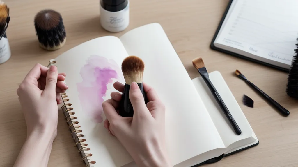 Limpieza de pincel de nail art en alcohol isopropílico durante la práctica