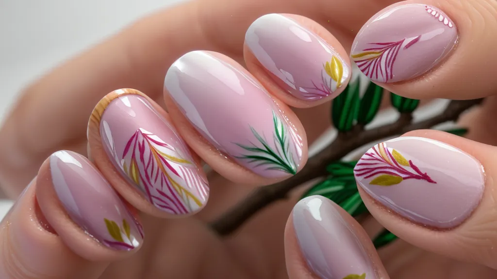 Detalle de una rama pintada a mano alzada con puntas extremadamente finas.