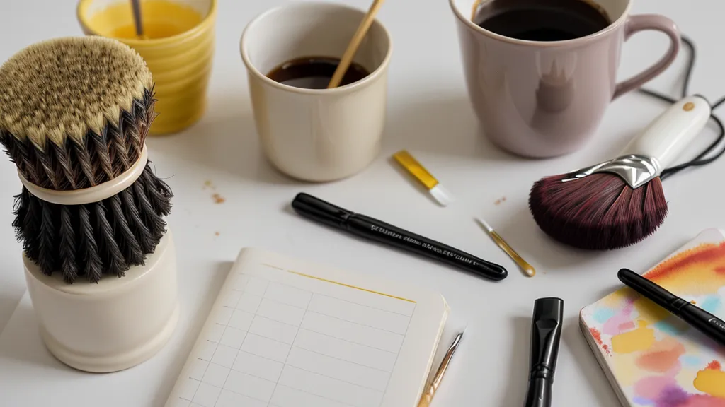 Pincel liner de cerda corta sobre cuaderno de práctica de diseño de uñas