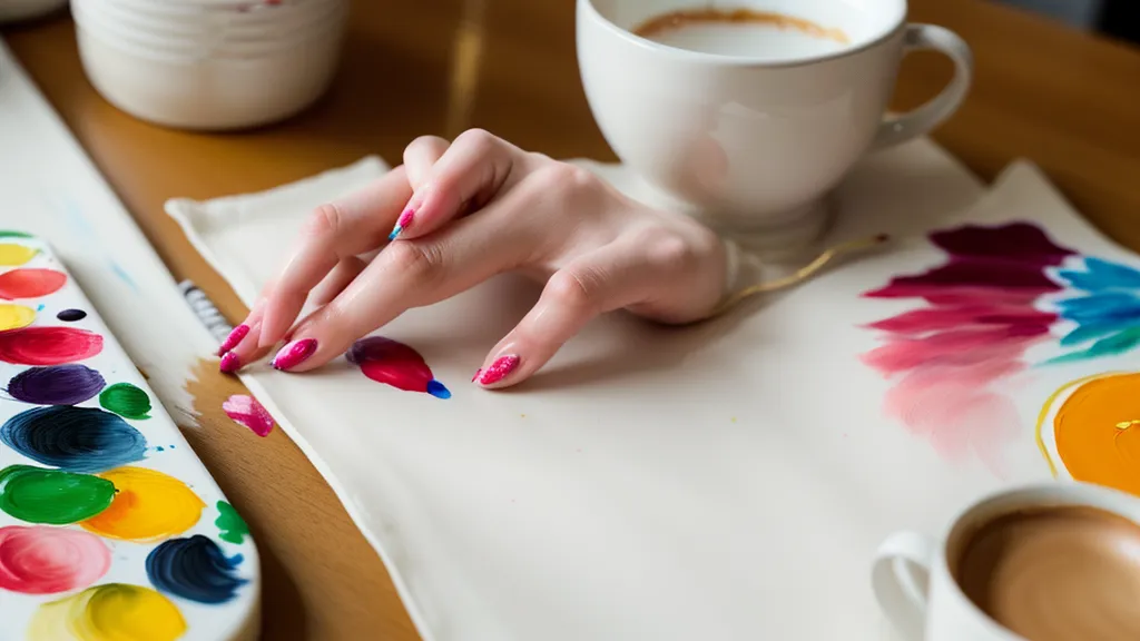 Uña corta con diseño de sandía en bloques de color a mano alzada, junto al Libro de Maestría abierto