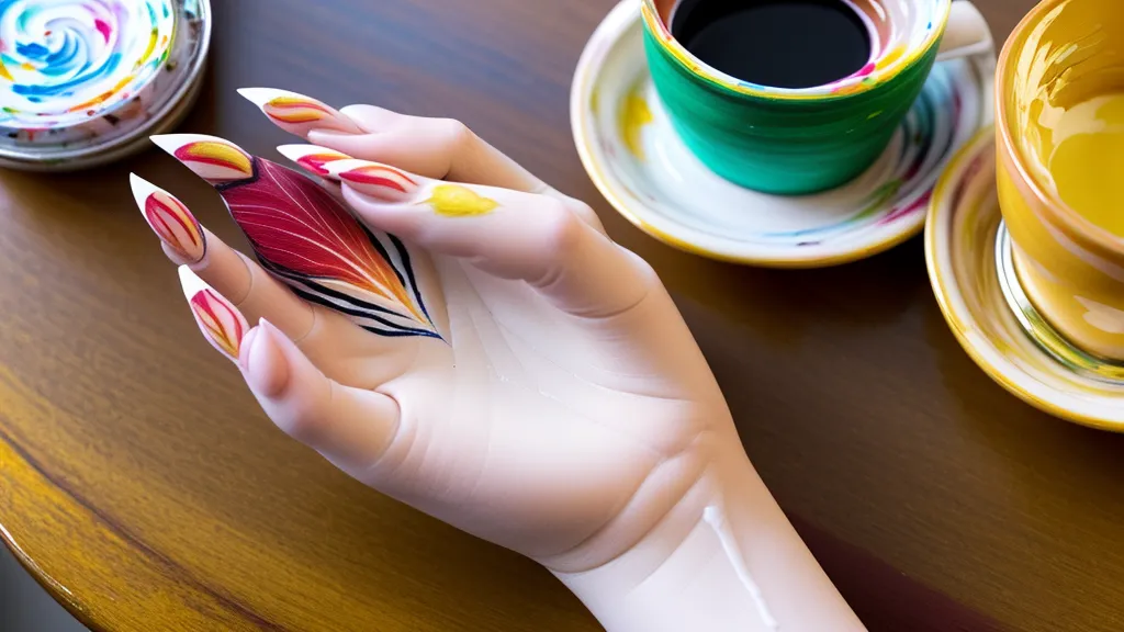 Diseños de fruta variados en uñas cortas hechos a mano alzada con bloques de color sólido