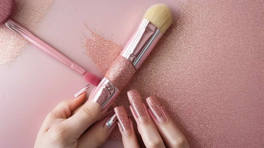 Pincel de nail art genérico del kit inicial junto a un pincel liner de mejor calidad para manicuría a mano alzada