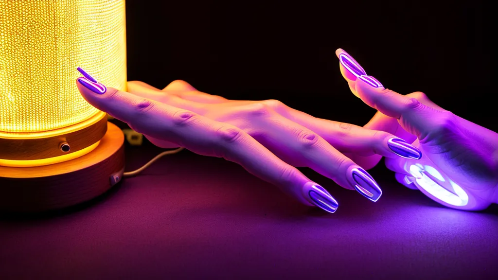 Lámpara UV LED de 48 W curando un diseño de nail art a mano alzada hecho con pincel liner