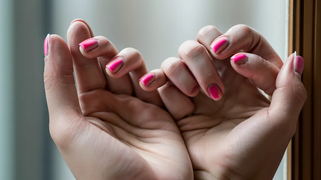Técnica del dedo meñique como punto de apoyo al pintar manicura francesa a mano alzada