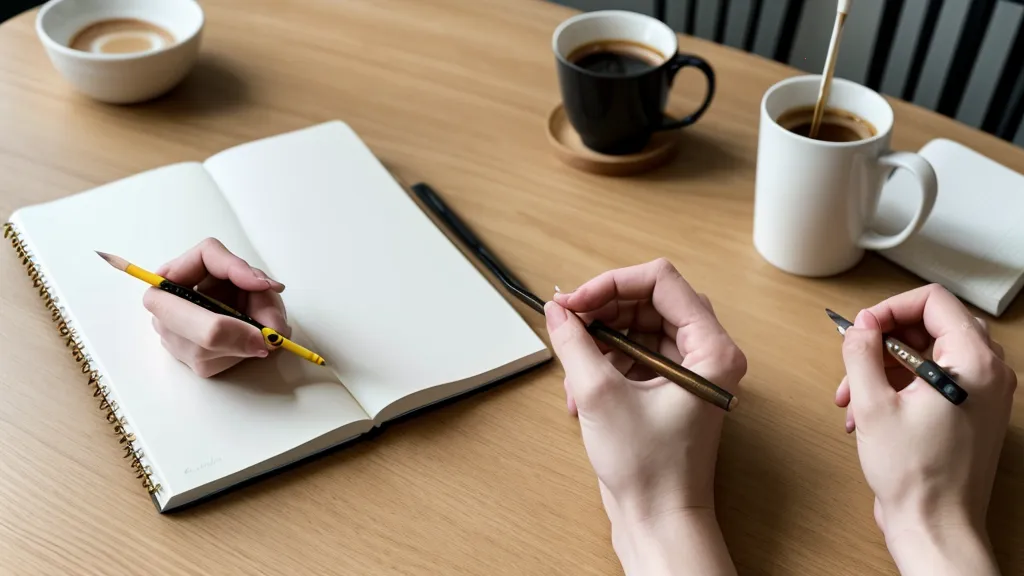 libro de diseños a mano alzada abierto junto a pinceles de práctica de manicura