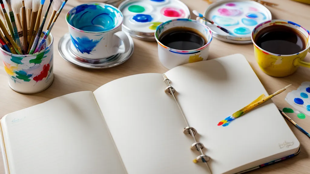 Libro de diseños a mano alzada abierto junto a materiales de manicura semipermanente
