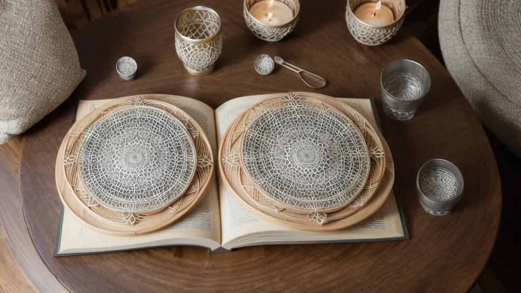 Libro de maestría de diseños a mano alzada abierto en la página de simetría radial para mandalas