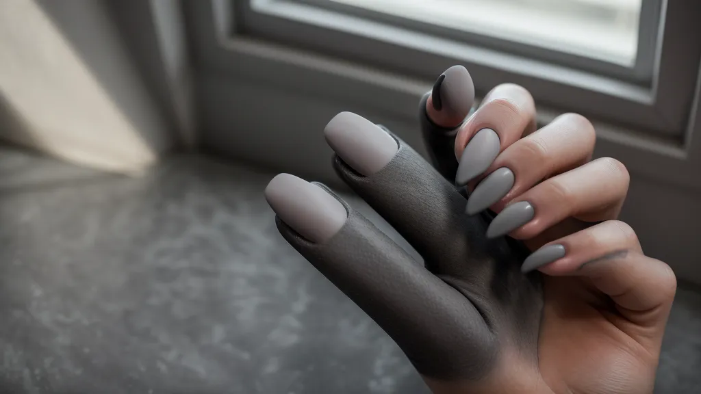 Efecto cromo fallido en esmalte gel, acabado gris opaco típico cuando el tiempo de curado no es el correcto